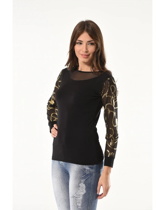 Derya Kurşun Varak Desenli Uzun Kol Body 144