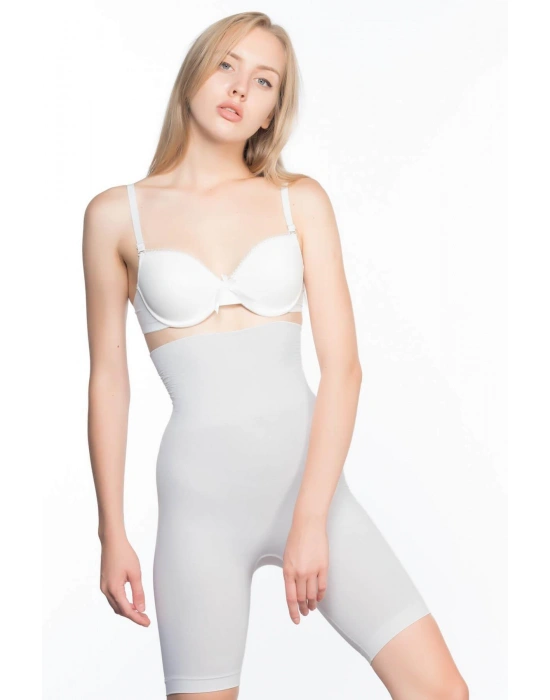 EKRU MI Emay 2074 Yüksek Bel Desenli Double Uzun Paça Korse