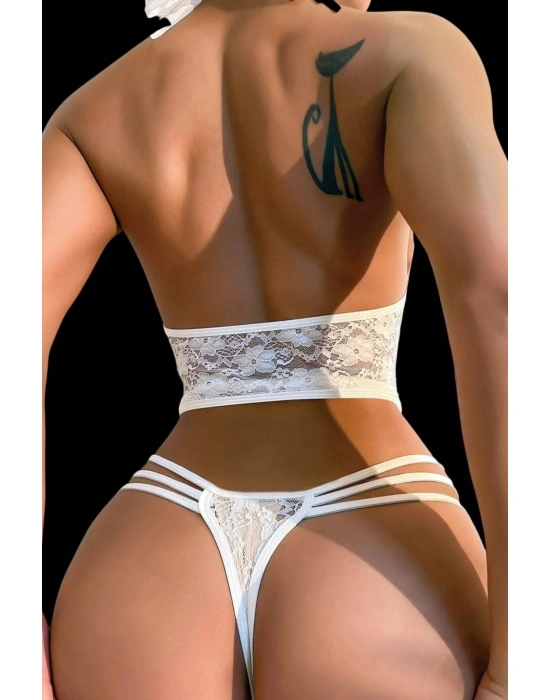 Fantezi Beyaz Dantelli Babydoll Takım 50157