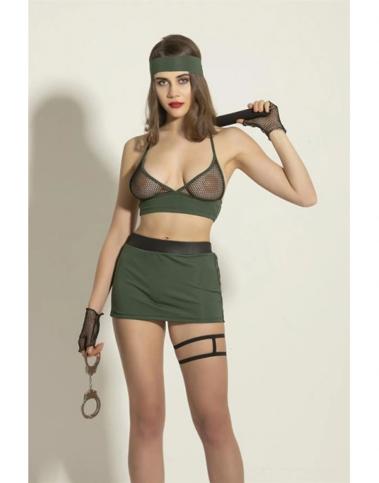 FANTEZİ FİLE SÜTYEN ETEK TAKIM YEŞİL (MGP6466)