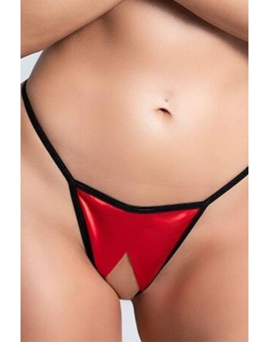 Fantezi Ortası Açık Kırmızı Şık Özel Tasarım Strin Tanga Külot 80992