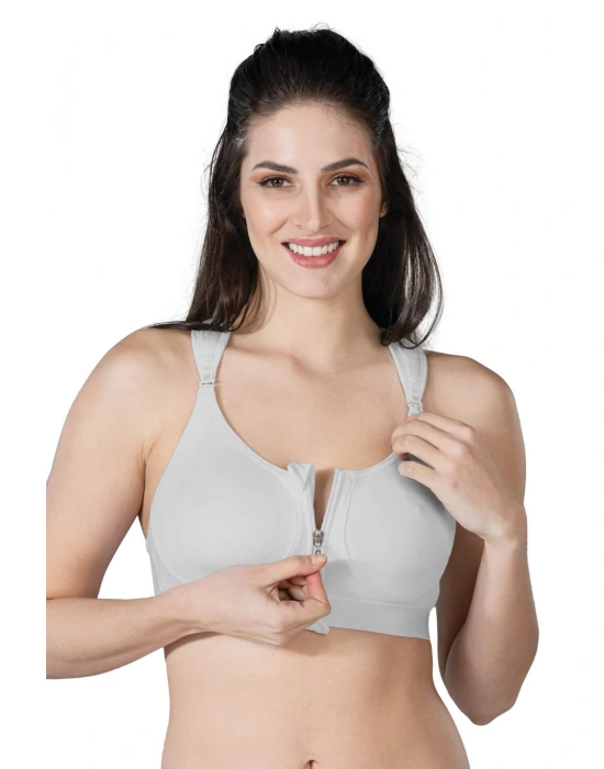 GRİ MI Emay 184 B Önden Fermuarlı Sporcu Penye Sütyen