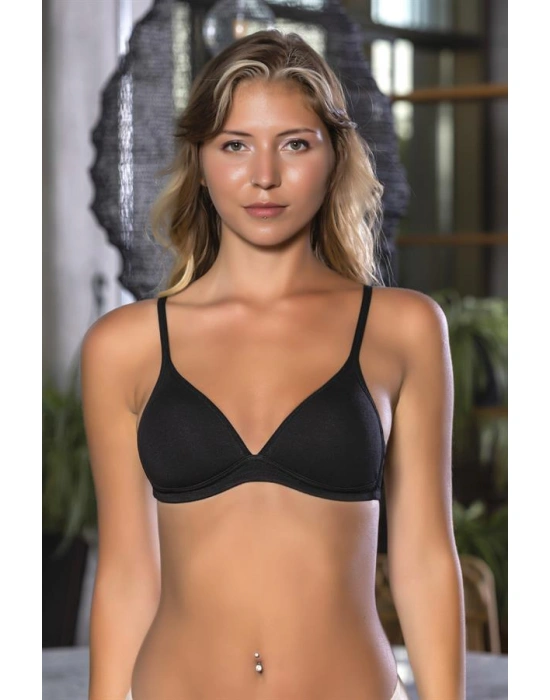 GÜNLÜK KULLANIMA UYGUN PAMUKLU ÜÇGEN SÜTYEN SİYAH (MGP1960)