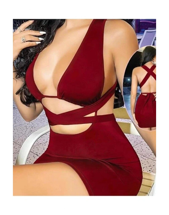 Kadın Kahverengi Elbise Fantezi 5080