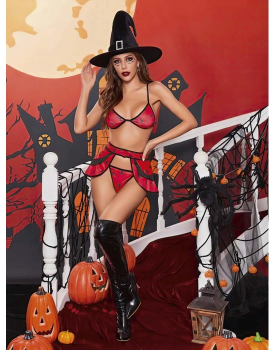 Kadın Kırmızı Cadı Fantezi Kostüm 2039