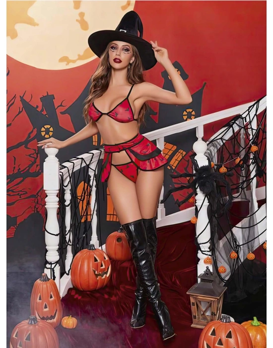 Kadın Kırmızı Cadı Fantezi Kostüm 2039