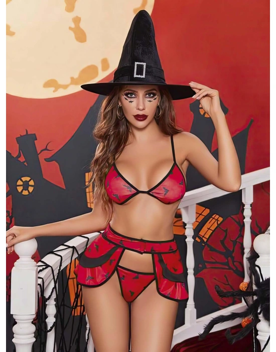 Kadın Kırmızı Cadı Fantezi Kostüm 2039