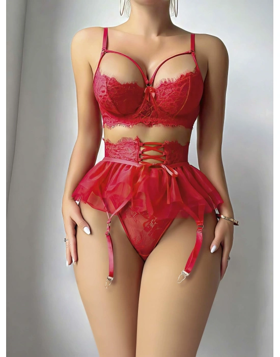 Kadın Kırmızı Etekli Fantezi Kostüm 2018