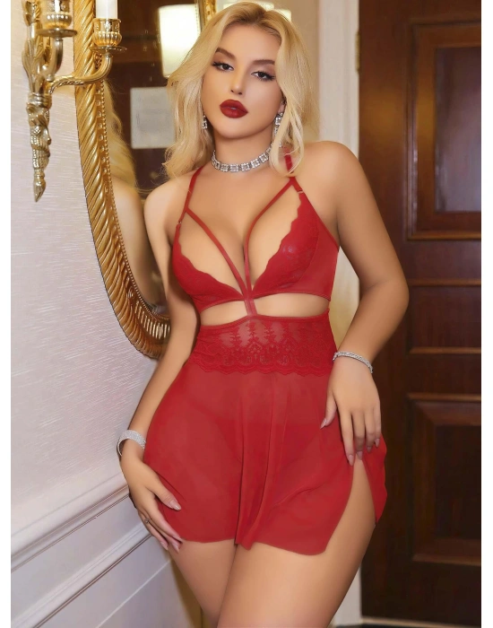 Kadın Kırmızı Tül Fantezi Kostüm 2181