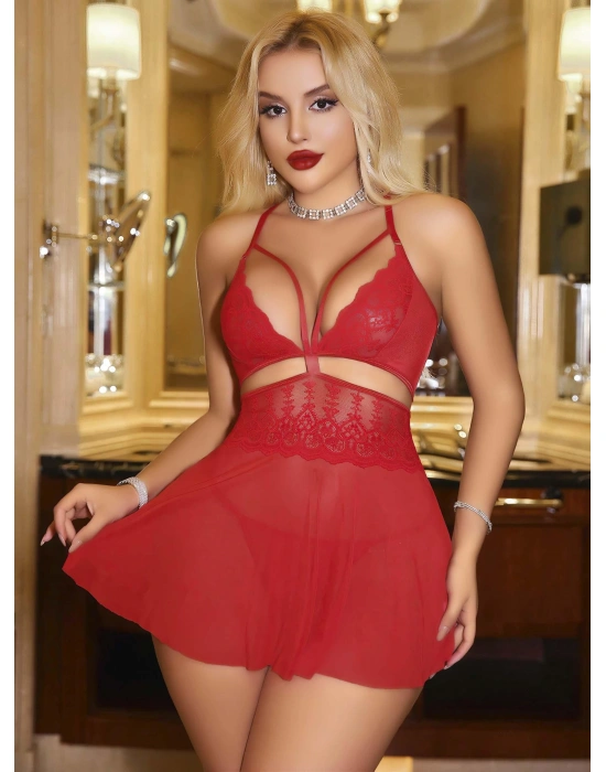 Kadın Kırmızı Tül Fantezi Kostüm 2181