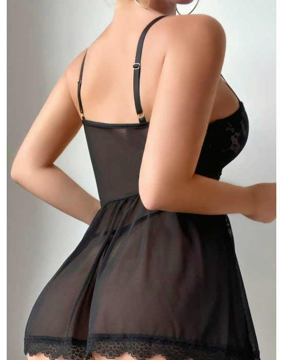 Kadın Siyah tül ve dantel Detaylı Fantezi Kostüm 2214