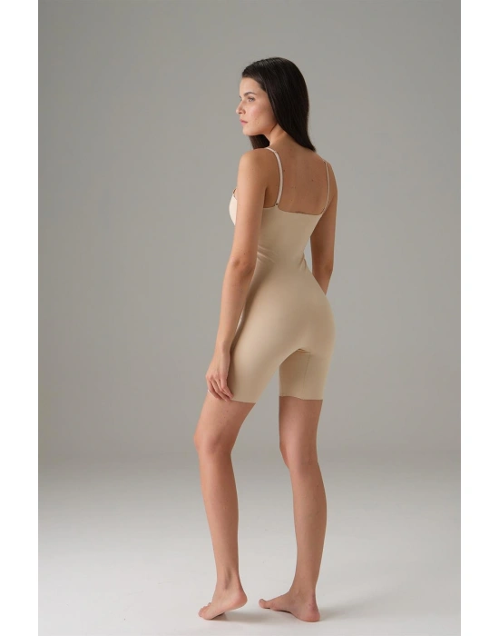 Kadın Ten  Dikişsiz Askılı Tulum Bodysuit 12483