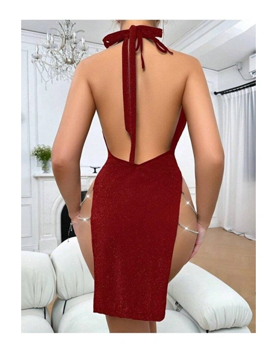 kadın zincir detaylı Fantezi  elbise 5087