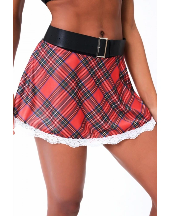 Kareli Göğsü Arkası Açık Tasmalı Zincirli Gecelik 51160