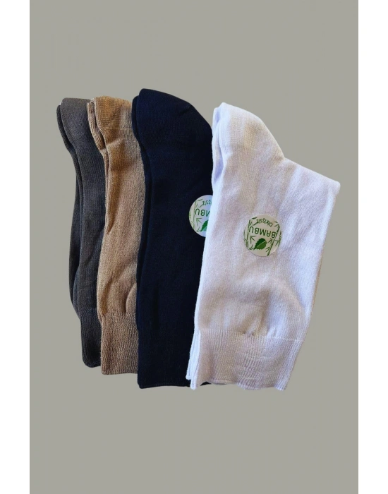 Kısa Konç Çok Rekli 4lü Bambu Topuk Burun Dikişsiz Takviyeli Kadın Soket Çorap 1002-KısaKonç