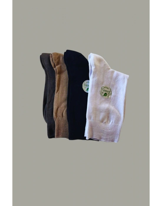 Kısa Konç Çok Rekli 4lü Bambu Topuk Burun Dikişsiz Takviyeli Kadın Soket Çorap 1002-KısaKonç