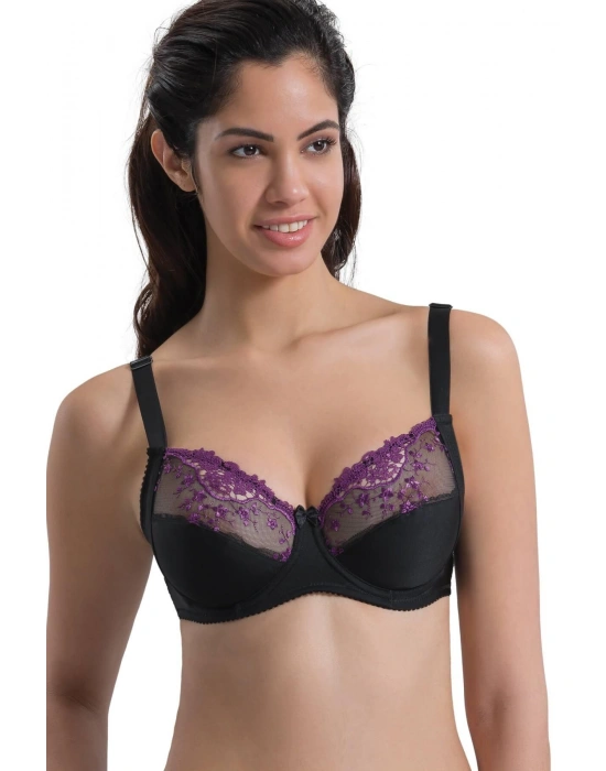 MOR SİYAH MI Emay 136 C Balenli Toparlayıcı Dantelli Sütyen