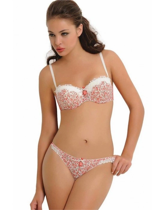 Nbb 4309 Push-Up Straplez Çiçekli Sütyen Takım