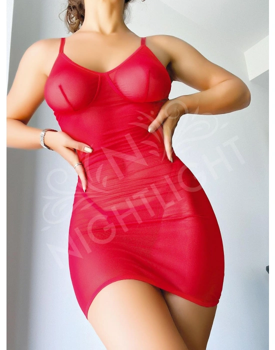 Nightlight Arkası İp Detaylı Fantazi Çekici Mini Gecelik