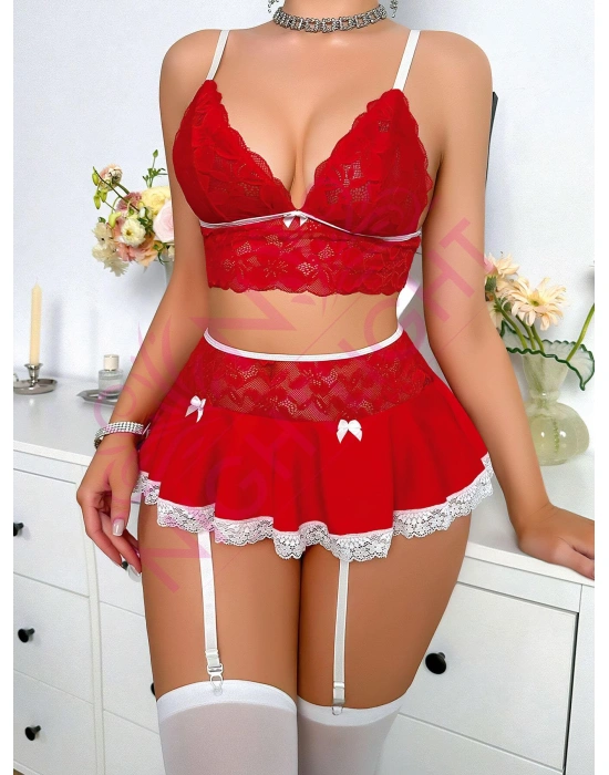 Nightlight Bustiyer ve Mini Etekli Fantazi Hemşire Kostümü