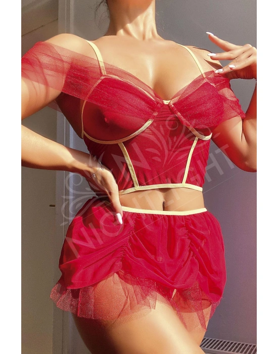 Nightlight Mini Etekli Fantazi Bustiyerli Takım