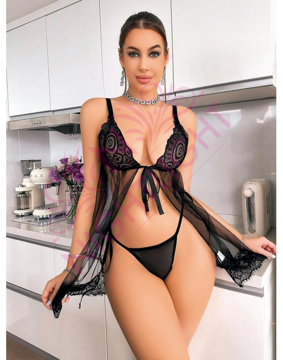 Nightlight Ortadan Bağlamalı Fantazi Mini Gecelik