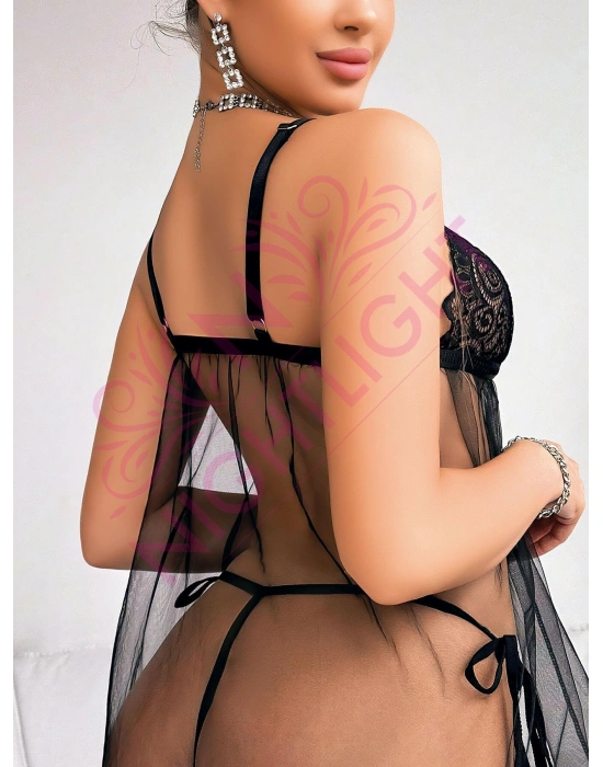 Nightlight Ortadan Bağlamalı Fantazi Mini Gecelik