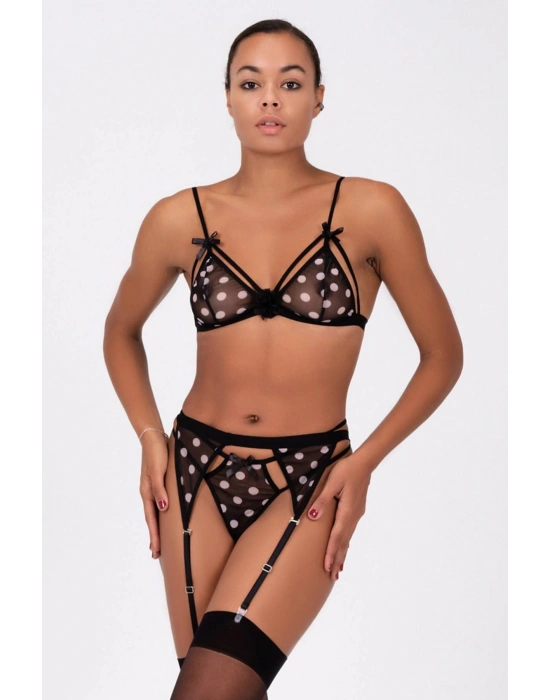 Nokta Tül Jartiyerli Sütyen Külot Takım 51192