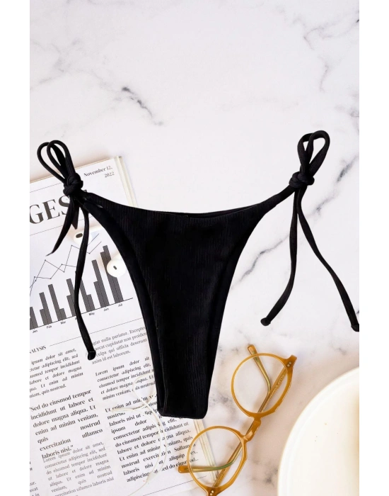 Özel Tasarım Bağlamalı Siyah Bikini Alt