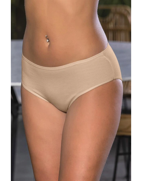 PAMUKLU YÜKSEK BEL SLİP KÜLOT TEN (MGP2966)