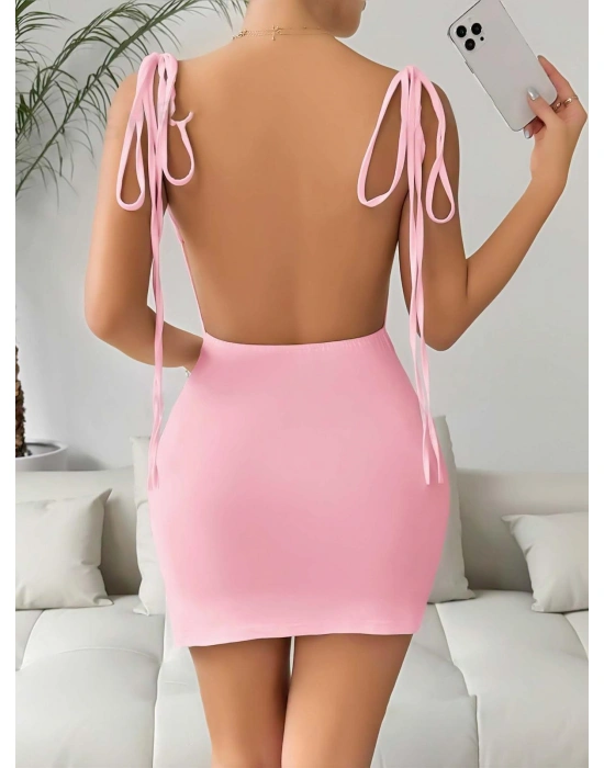 Pembe Fantezi Clup Elbisesi 5034