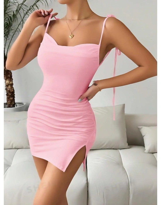 Pembe Fantezi Clup Elbisesi 5034
