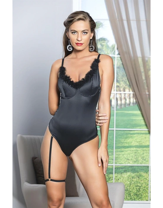 SATEN BACAK BANTLI ÇITÇITLI BADİ SİYAH (MGP11490)