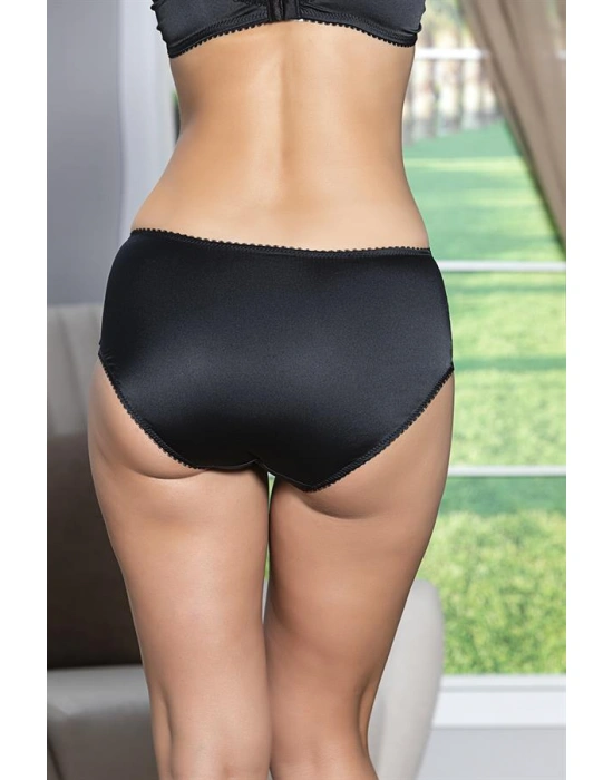 SATEN TOPARLAYICI MİNİMİZER SÜTYEN VE YÜKSEK BEL SLİP KÜLOT TAKIM SİYAH (MGP31521)