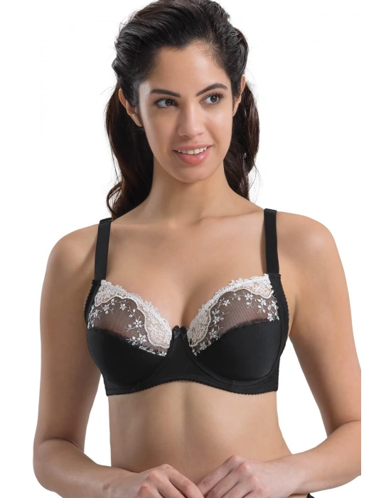SİYAH BEYAZ MI Emay 136 C Balenli Toparlayıcı Dantelli Sütyen