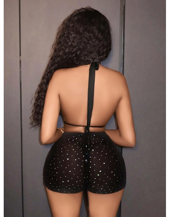 Siyah Fantezi Elbise Parlak 5040