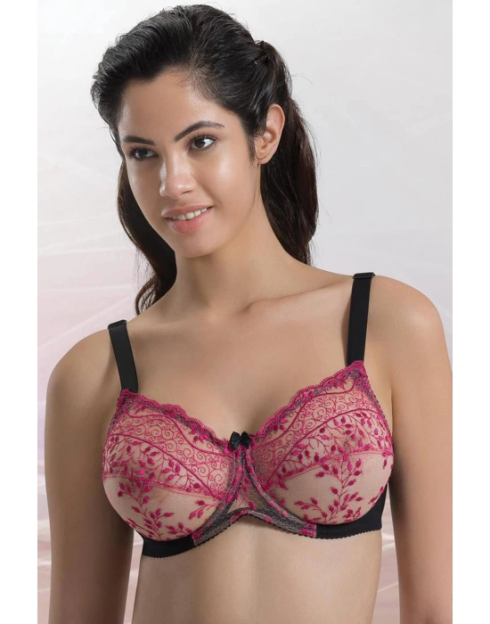 SİYAH FUŞYA MI Emay 148 B Balenli Toparlayıcı Sütyen