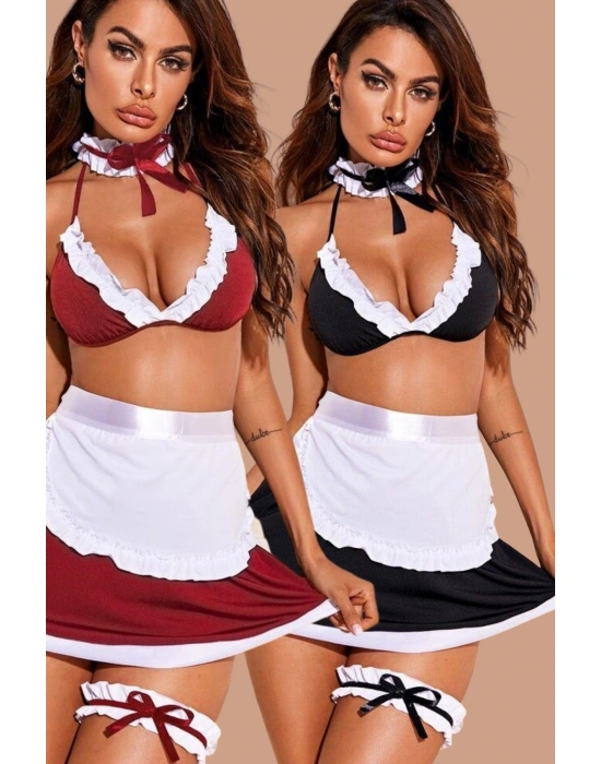 Siyah Kırmızı Fantezi Kostüm İkli Set 50888SK