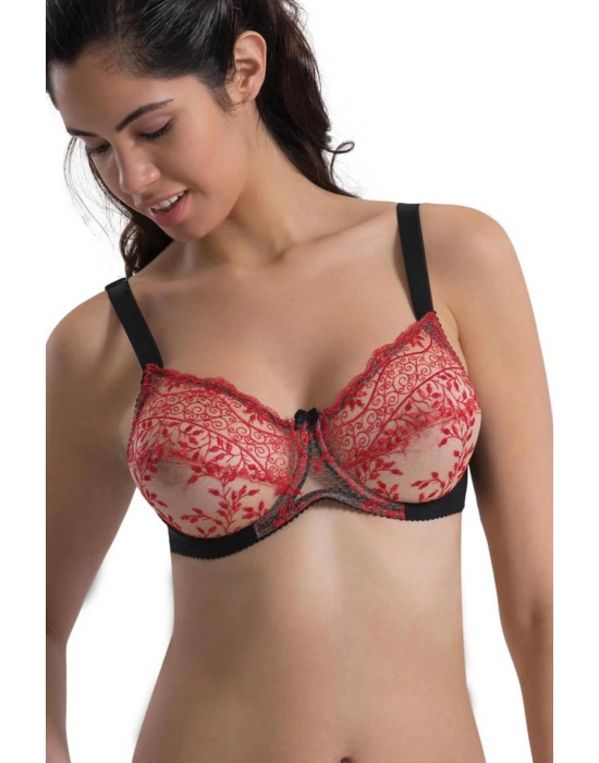 SİYAH-KIRMIZI MI Emay 148 B Balenli Toparlayıcı Sütyen