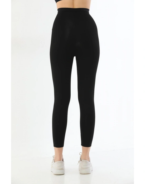 SİYAH MI 2711 Lazer Kesim Fermuarlı Uzun Tayt