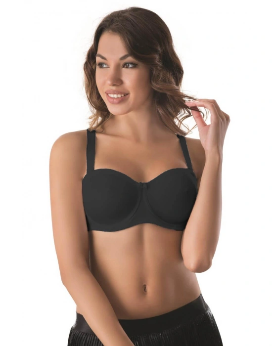 SİYAH MI Emay 159 C Balenli Straplez Toparlayıcı Sütyen