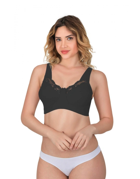 SİYAH MI Emay 181 C Dantelli Toparlayıcı Cotton Sütyen