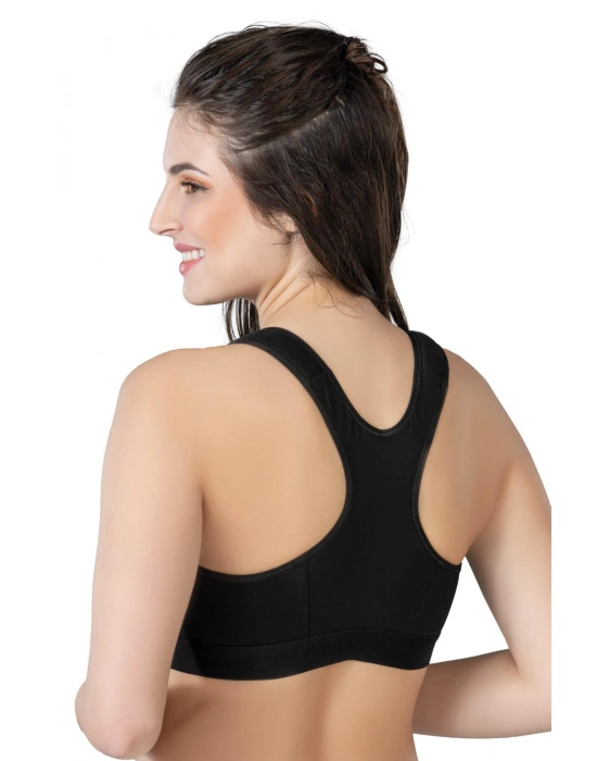 SİYAH MI Emay 184 B Önden Fermuarlı Sporcu Penye Sütyen