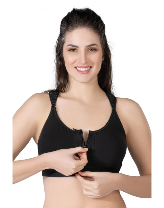 SİYAH MI Emay 184 B Önden Fermuarlı Sporcu Penye Sütyen