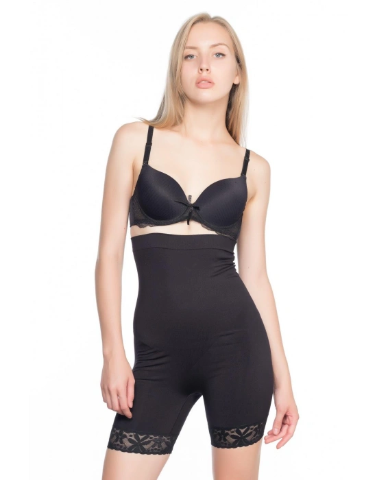 SİYAH MI Emay 2027 Yüksek Bel Dantelli Paçalı Korse