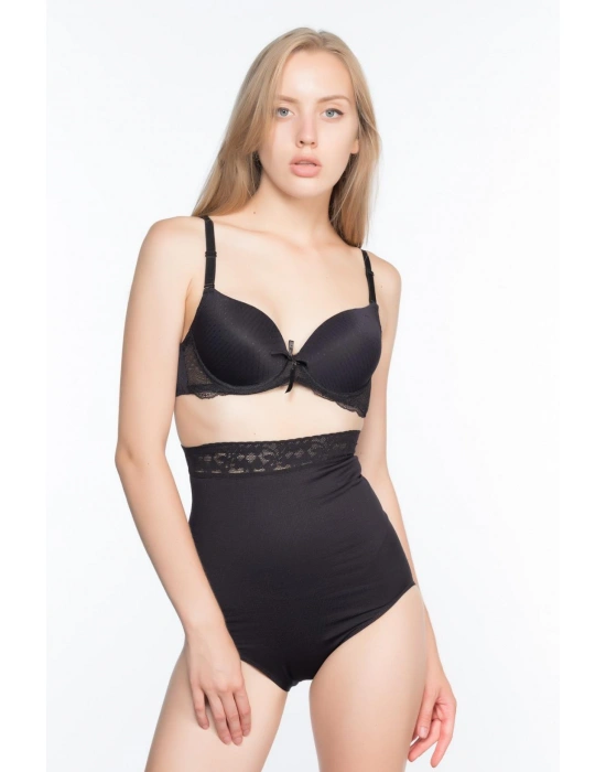 SİYAH MI Emay 2028 Dantelli Yüksek Bel Slip Korse