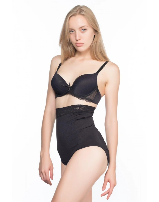 SİYAH MI Emay 2028 Dantelli Yüksek Bel Slip Korse