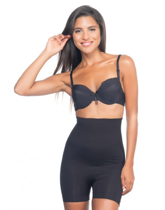 SİYAH MI Emay 2075 Yüksek Bel Desenli Double Kısa Paça Korse