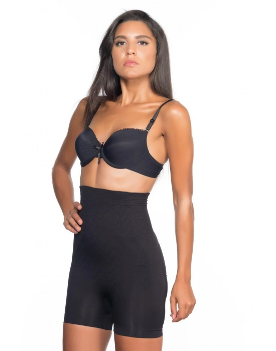 SİYAH MI Emay 2075 Yüksek Bel Desenli Double Kısa Paça Korse