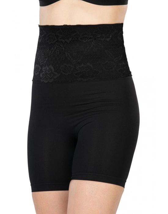 SİYAH MI Emay 2091 Önü Dantelli Yüksek Bel Boxer Korse